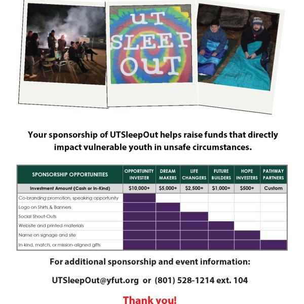 UTSleepOut26 Sponsor
